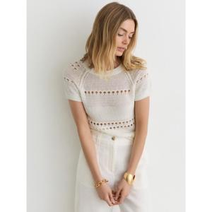 REISS Chloe Linen Textured-Knit Top | Jarrolds, Norwich